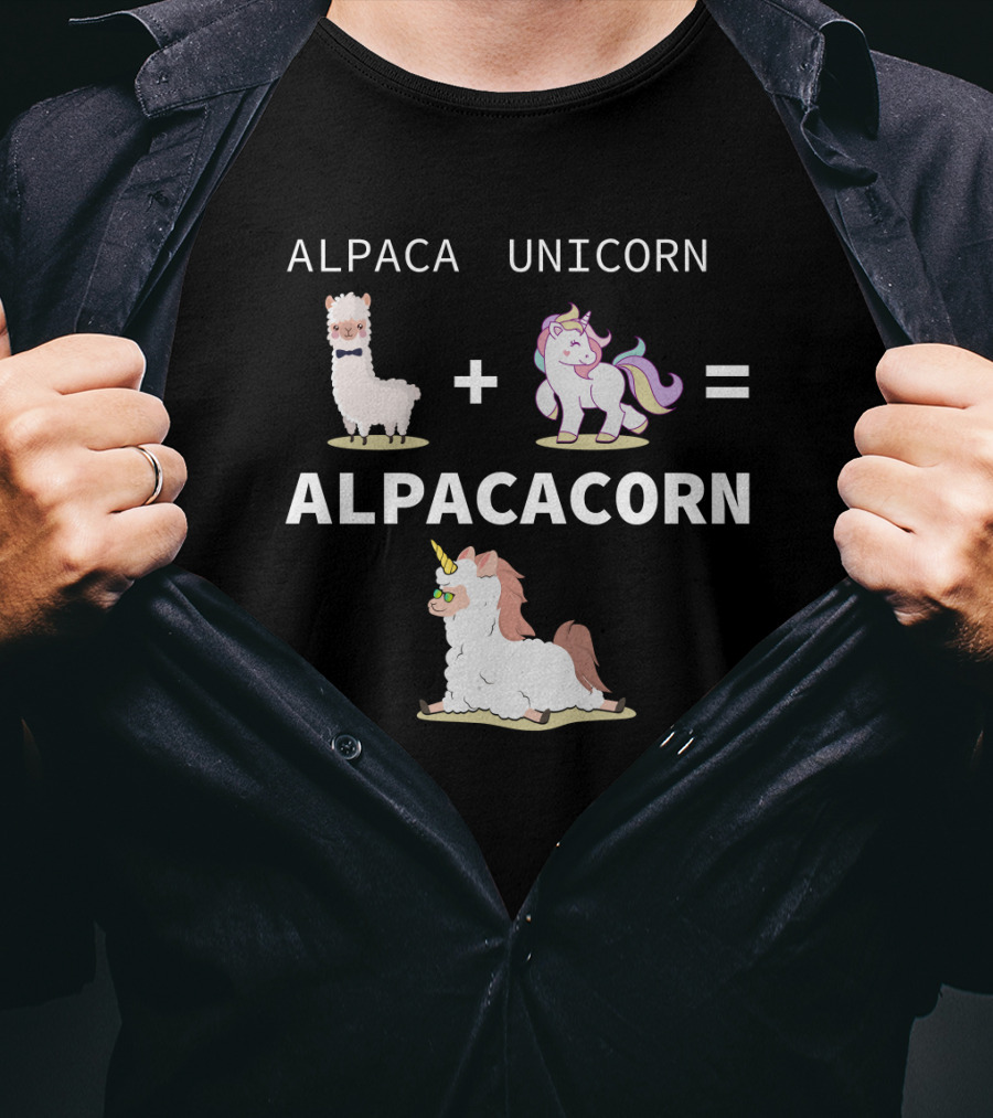 Alpaca Unicorn Equals Alpacacorn With Adorable Hybrid T-Shirt