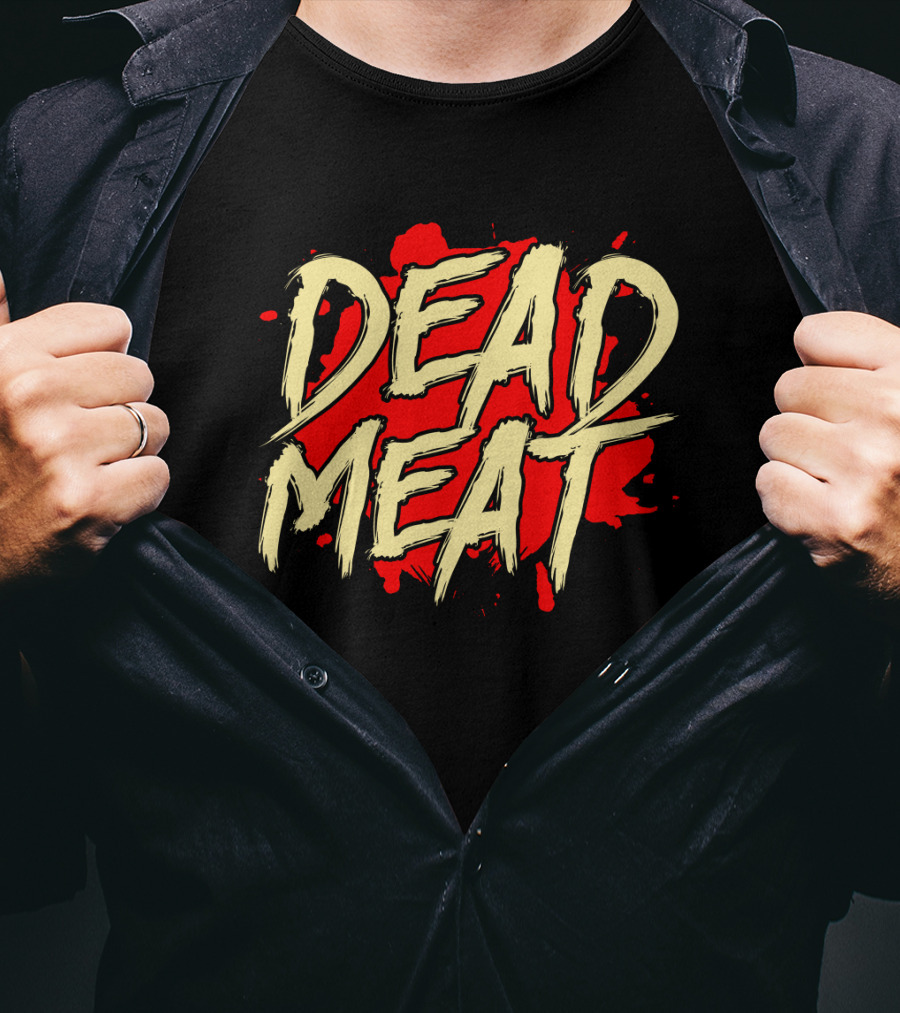 Dead Meat Bold Red Splatter Text T-Shirt