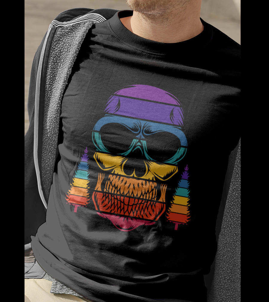 Rainbow Skull With Pine Trees T-Shirt