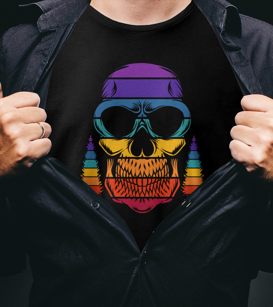 Rainbow Skull With Pine Trees T-Shirt