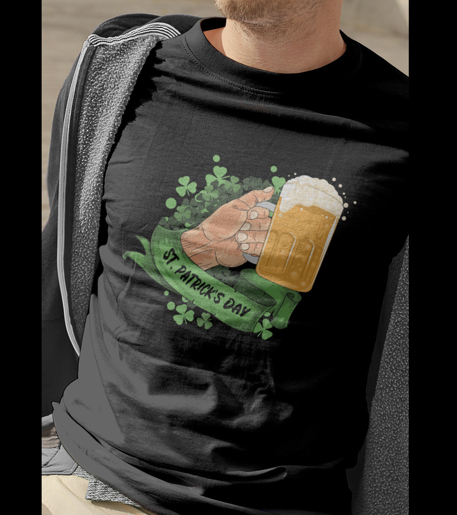 St Patrick's Day Big Beer With Shamrocks And Banner T-Shirt