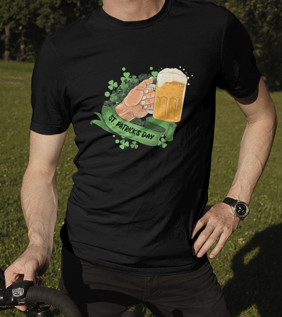 St Patrick's Day Big Beer With Shamrocks And Banner T-Shirt