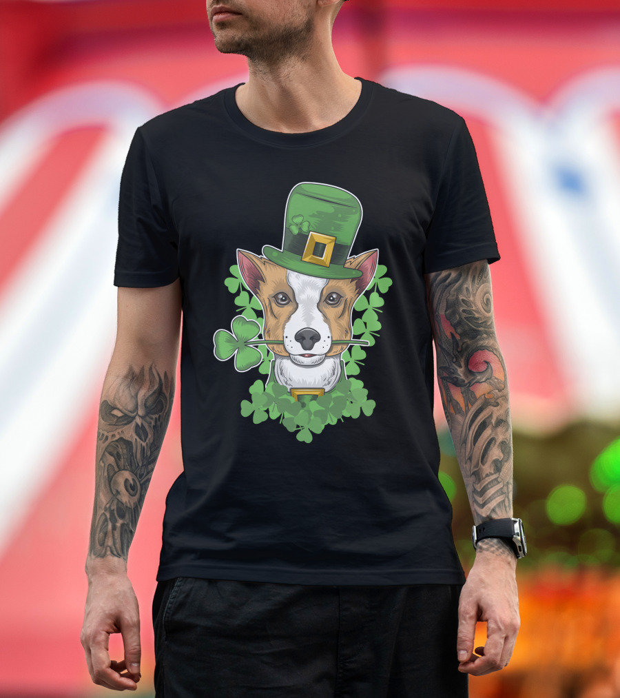 St Patrick Day Corgi with Shamrock and Leprechaun Hat T-Shirt