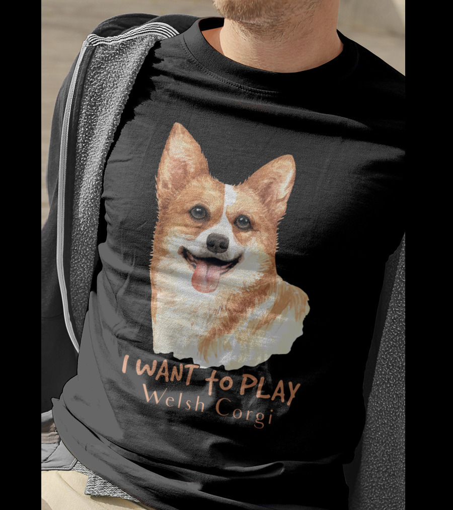 I Want To Play Welsh Corgi Dog Watercolor T-Shirt