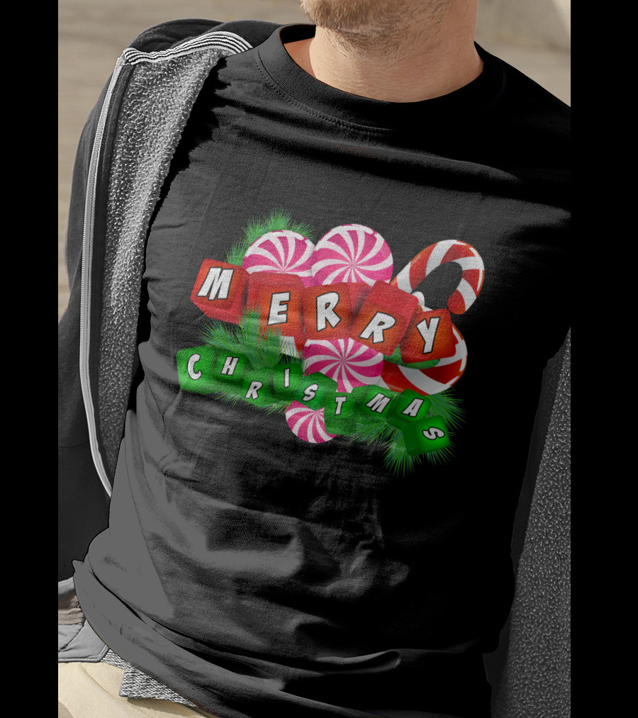 Merry Christmas Candy Canes And Peppermint Ornaments T-Shirt