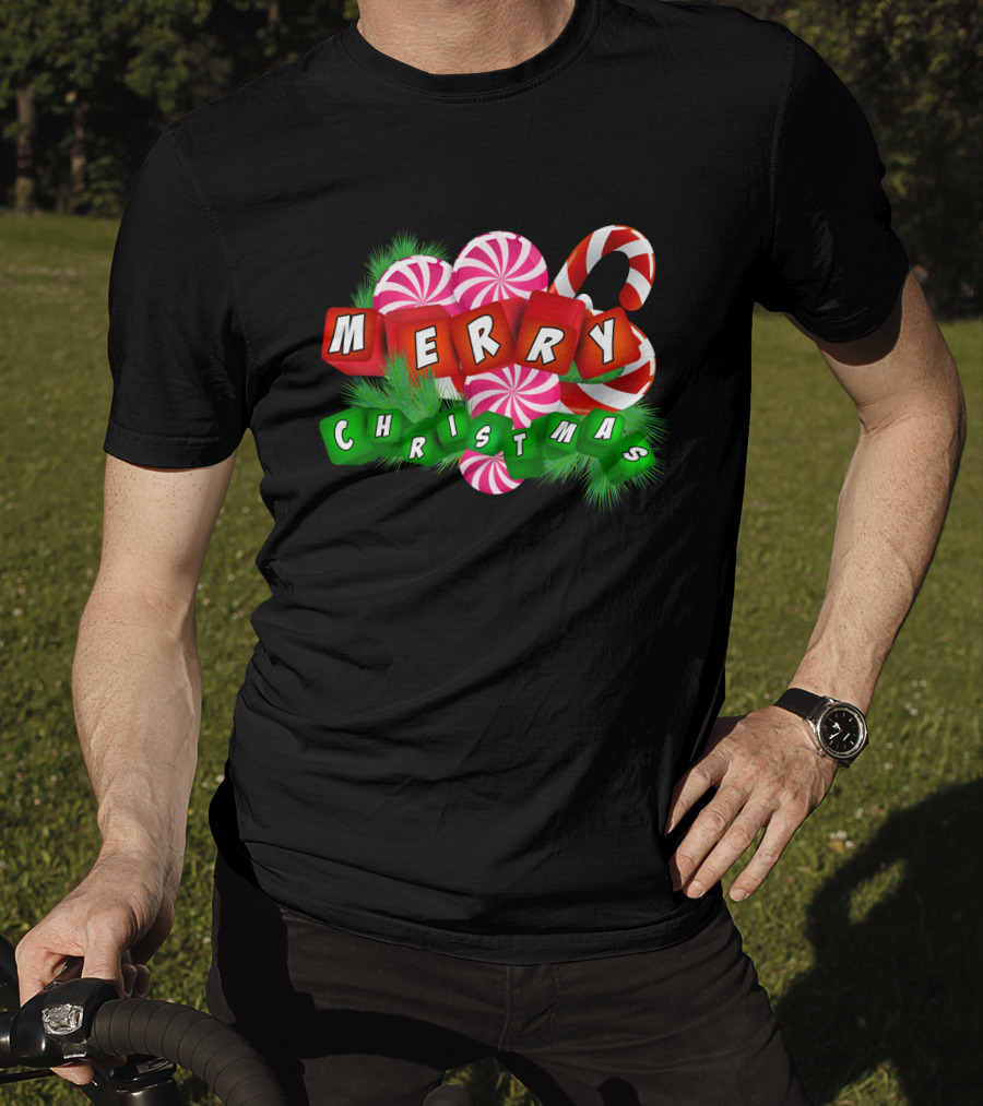 Merry Christmas Candy Canes And Peppermint Ornaments T-Shirt