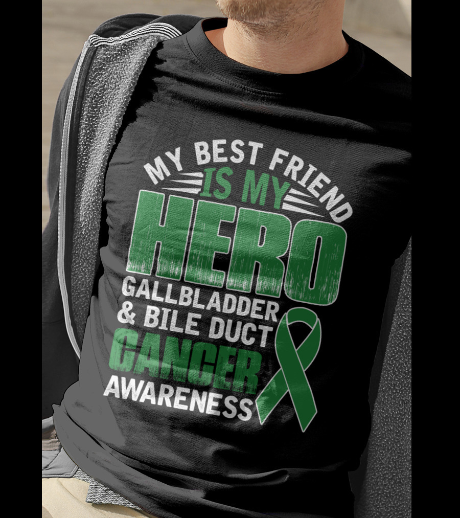 My Best Friend Is My Hero Gallbladder Bile Duct Cancer Awareness T-Shirt