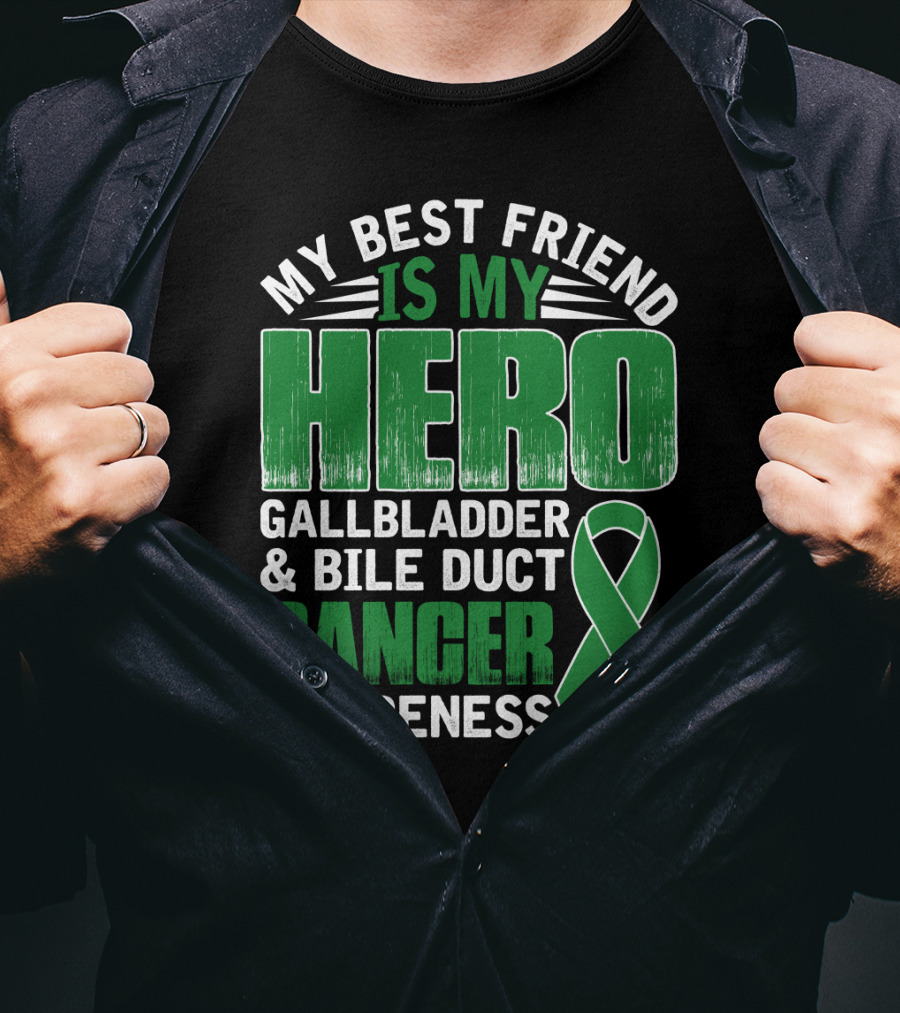 My Best Friend Is My Hero Gallbladder Bile Duct Cancer Awareness T-Shirt