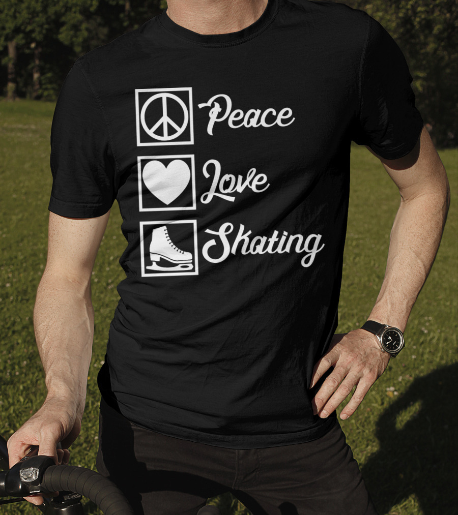 Peace Love Skating Peace Heart Ice Skates T-Shirt