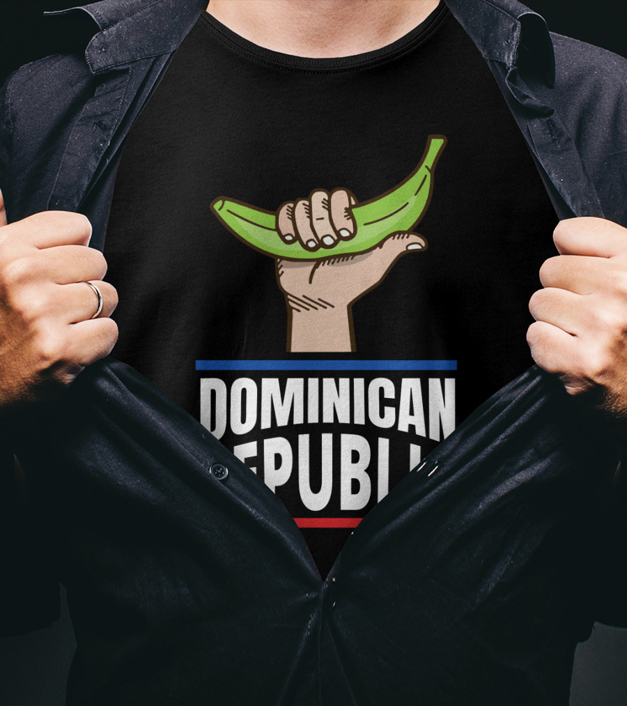 Dominican Republic Baseball Bandera Dominicana Hand Holding Banana T-Shirt