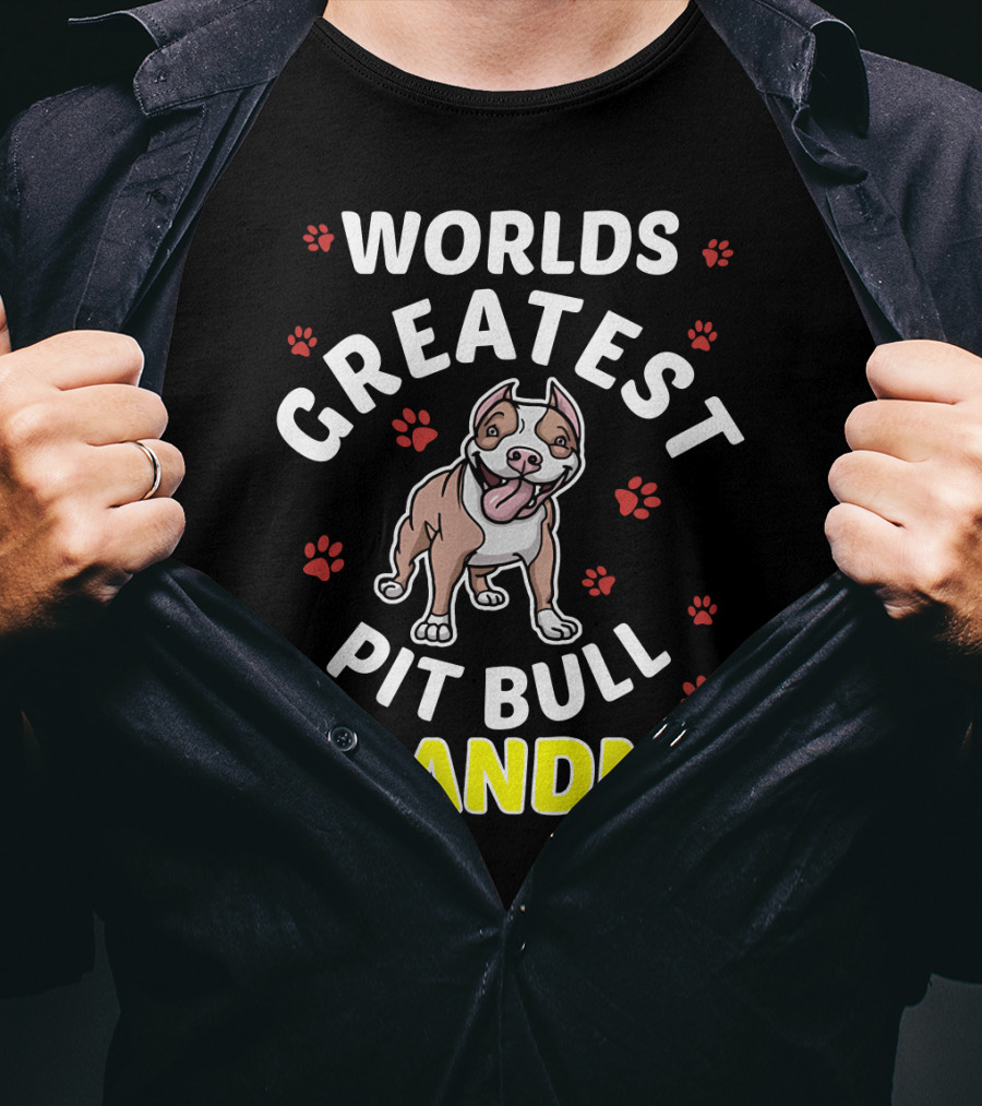 WORLDS GREATEST PIT BULL GRANDMA Paws And Smiling Pitbull T-Shirt
