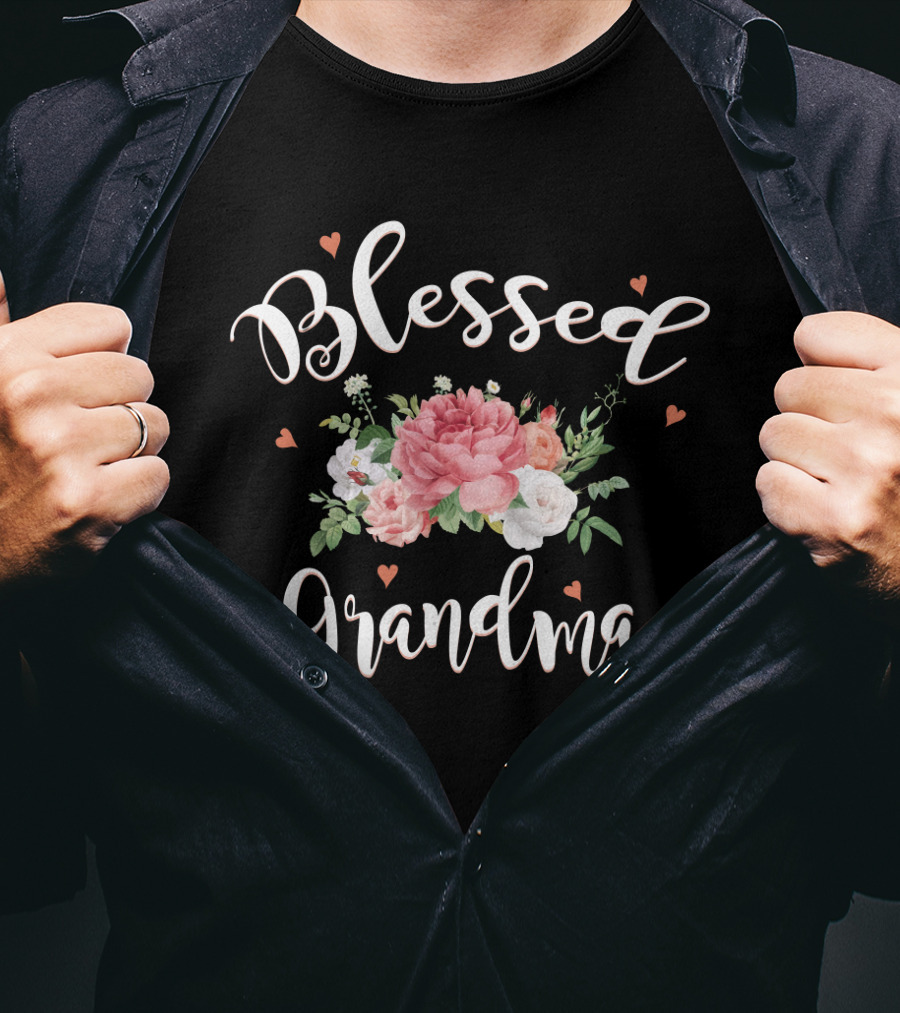Blessed Grandma Floral Heart T-Shirt