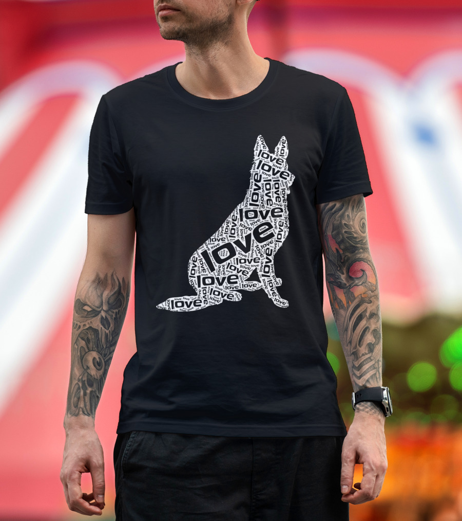 German Shepherd Love Word Art Dog T-Shirt