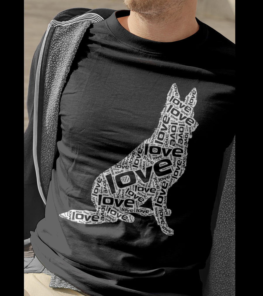 German Shepherd Love Word Art Dog T-Shirt