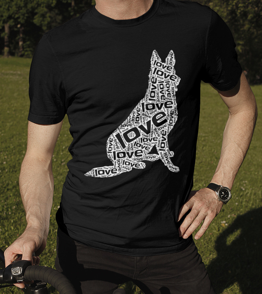 German Shepherd Love Word Art Dog T-Shirt