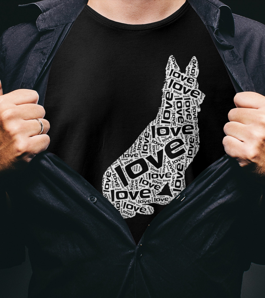 German Shepherd Love Word Art Dog T-Shirt