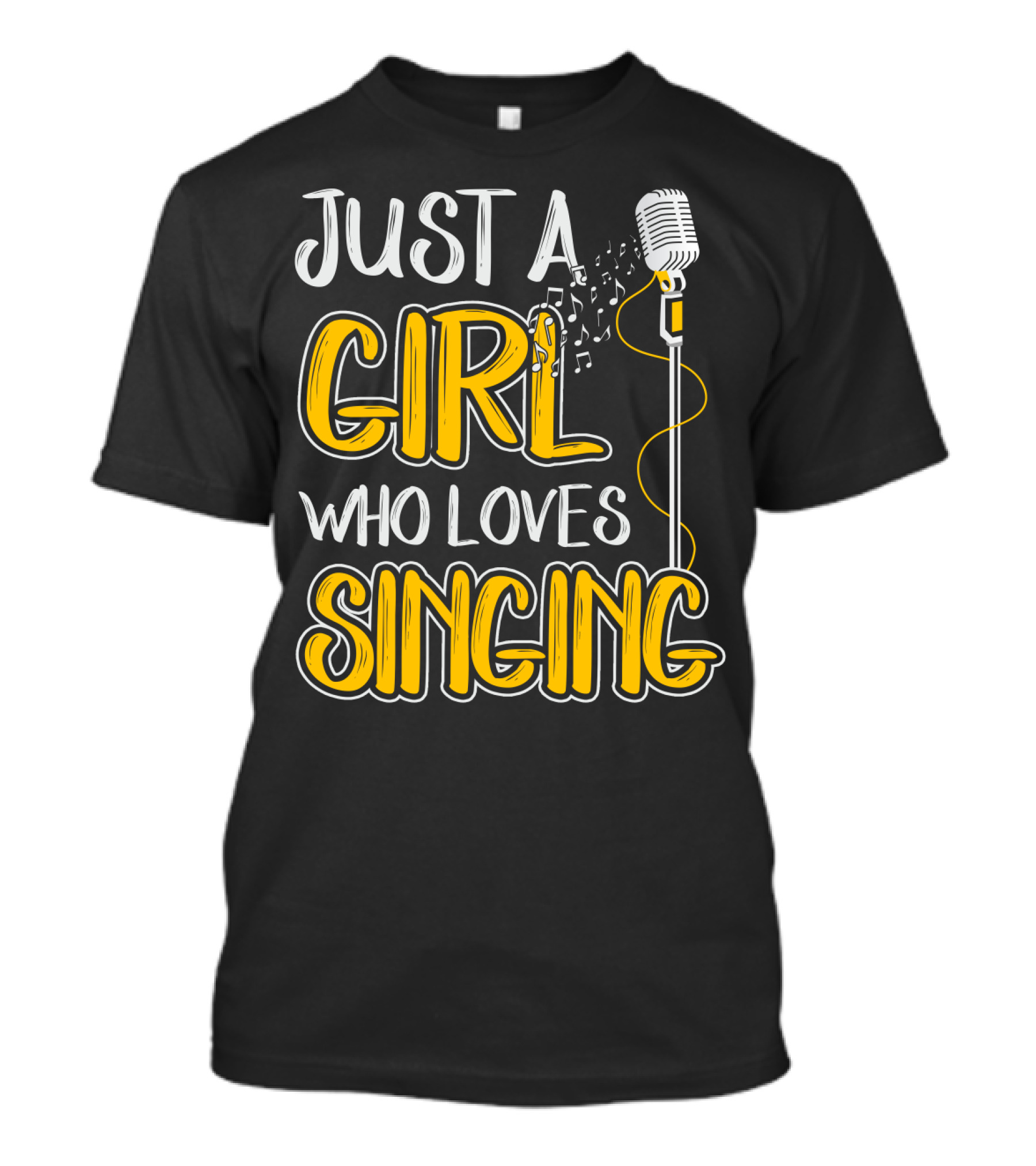 Just A Girl Who Loves Singing Microphone And Musical Notes T-Shirt
