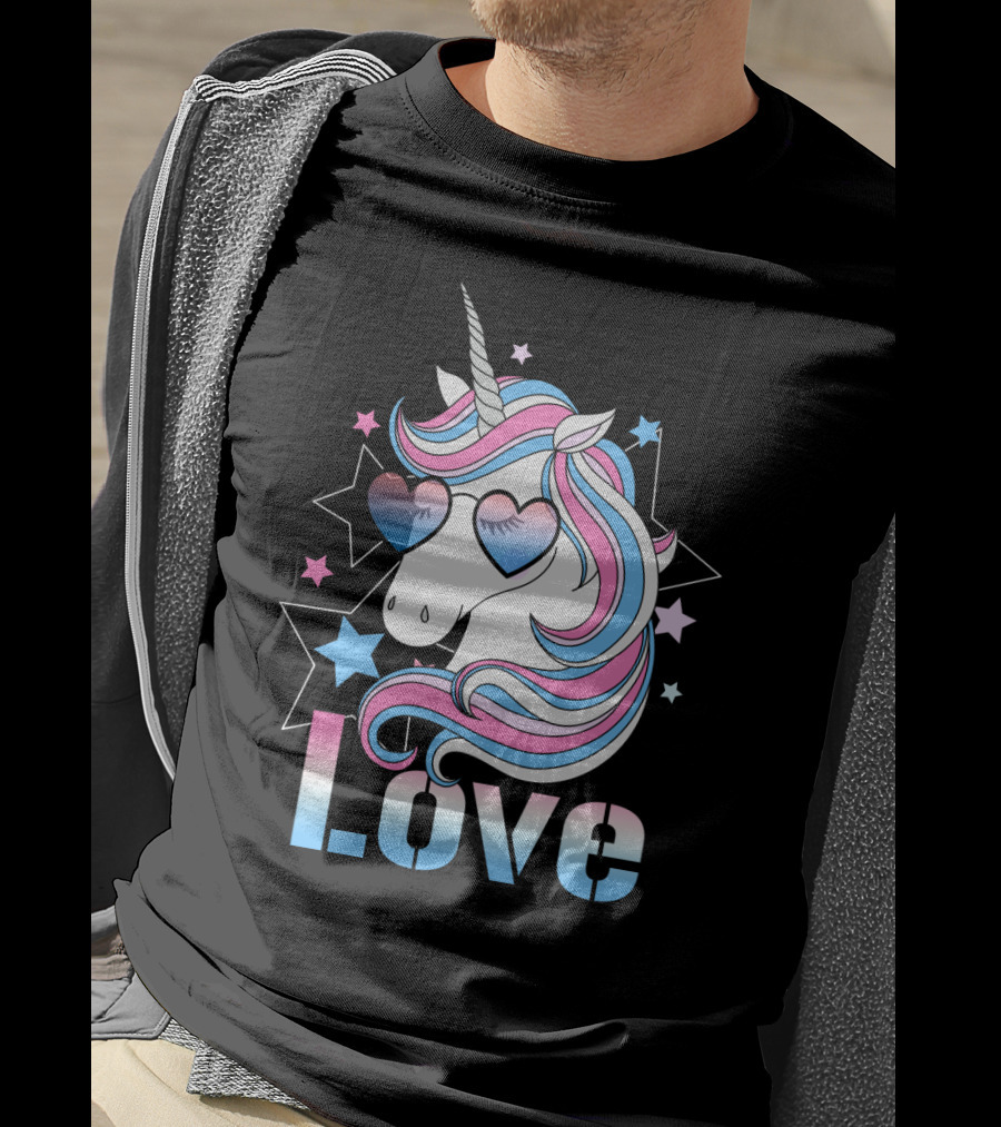 Love Unicorn Heart Glasses With Stars T-Shirt