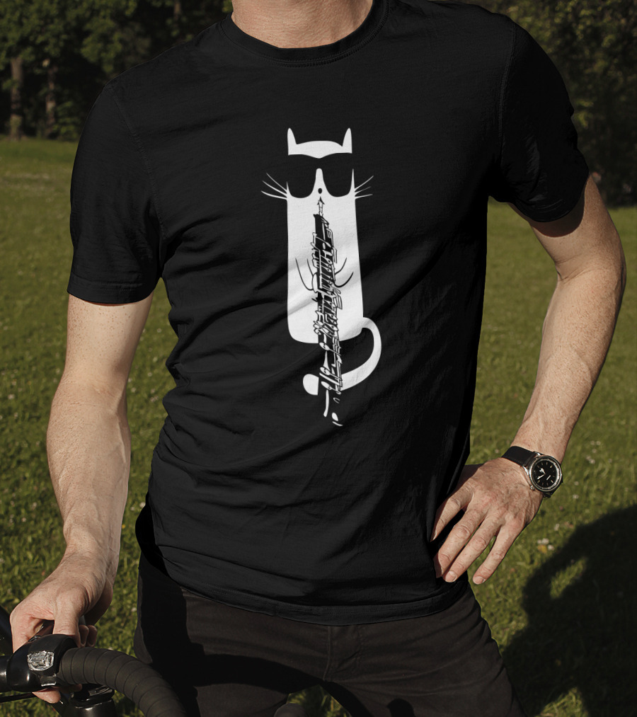 Cool Cat With Shades Playing Oboe T-Shirt