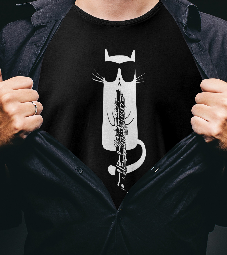Cool Cat With Shades Playing Oboe T-Shirt