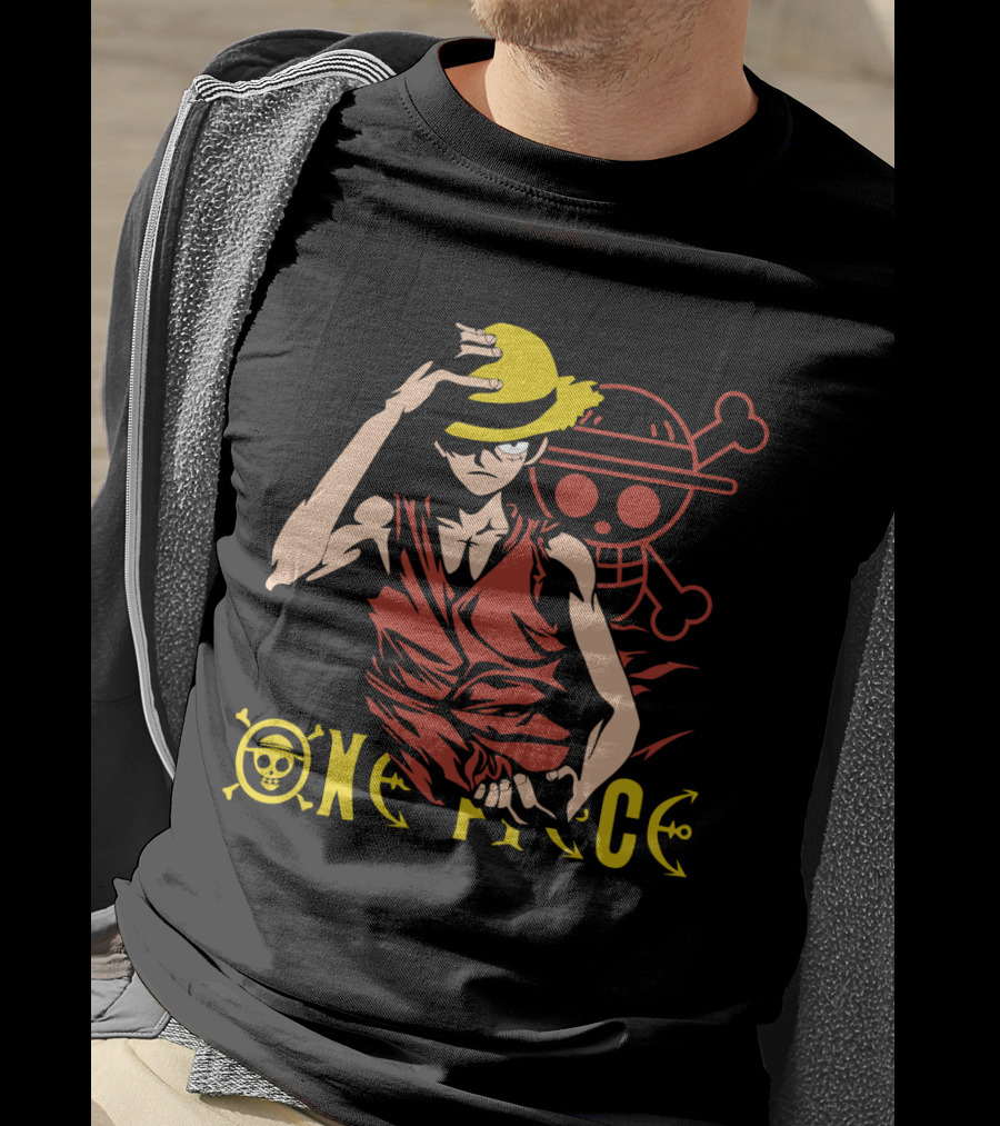 One Piece Luffy Straw Hat Pirate Skull T-Shirt