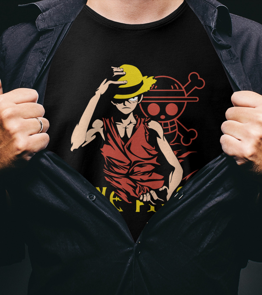 One Piece Luffy Straw Hat Pirate Skull T-Shirt