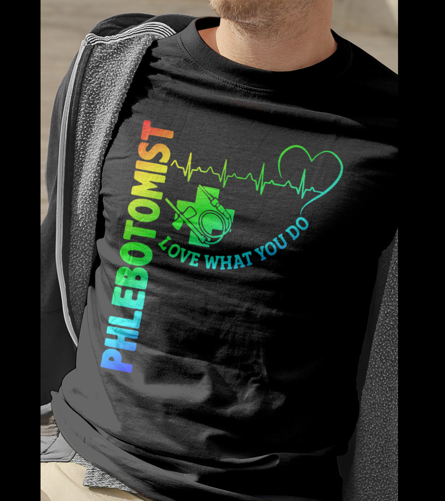 Phlebotomist Love What You Do Heartbeat Iconic Medical T-Shirt