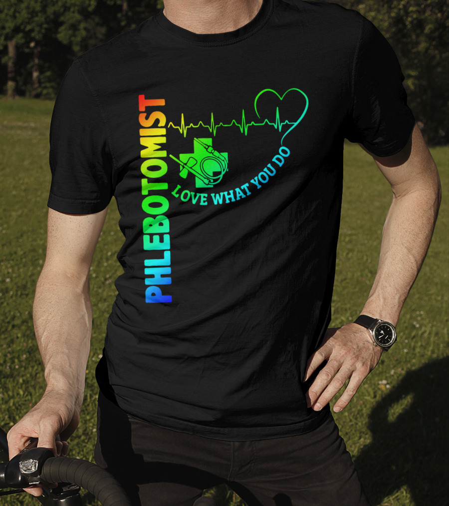 Phlebotomist Love What You Do Heartbeat Iconic Medical T-Shirt