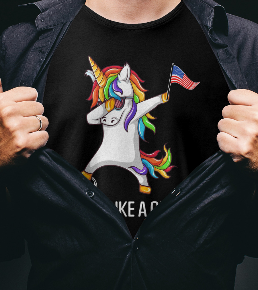 Dabbing Unicorn Play Like A Girl USA Soccer T-Shirt