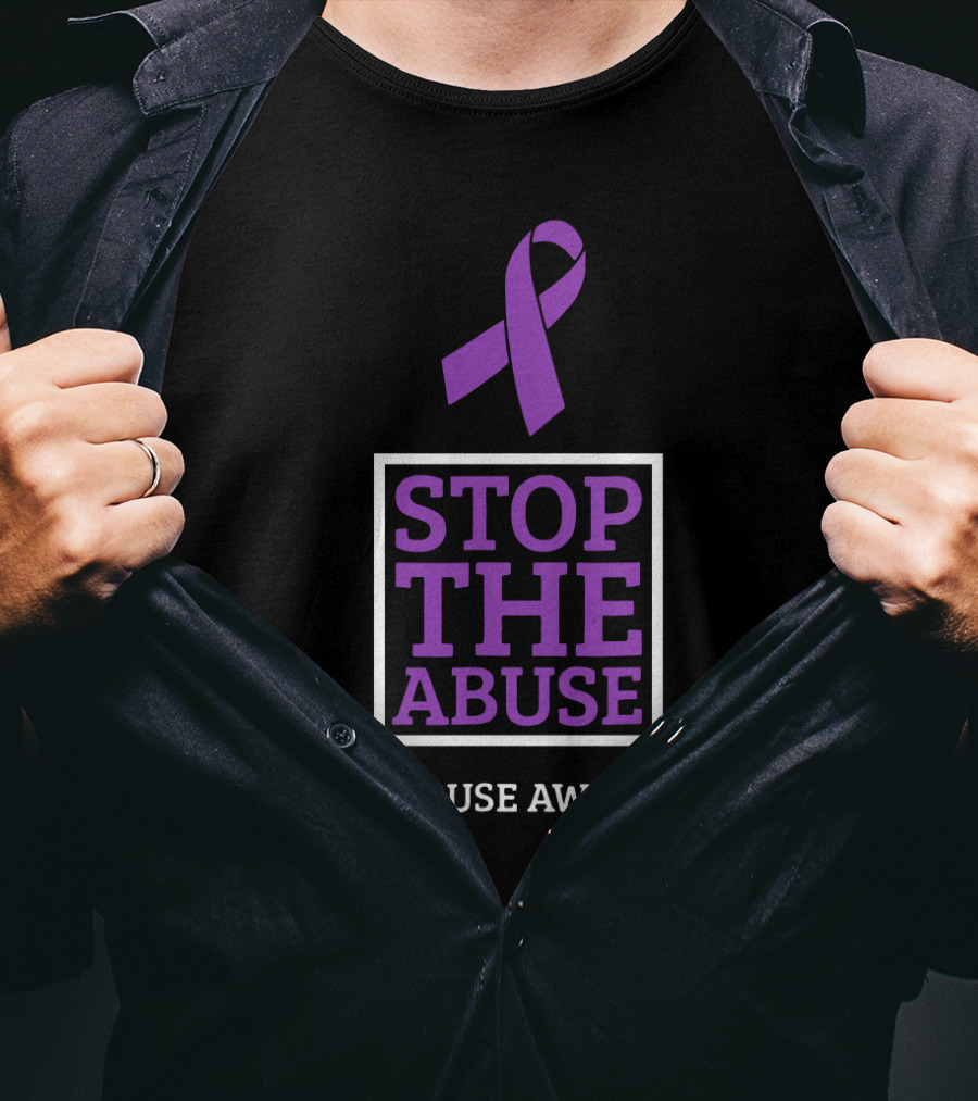 Stop The Abuse Elder Abuse Awareness Purple T-Shirt