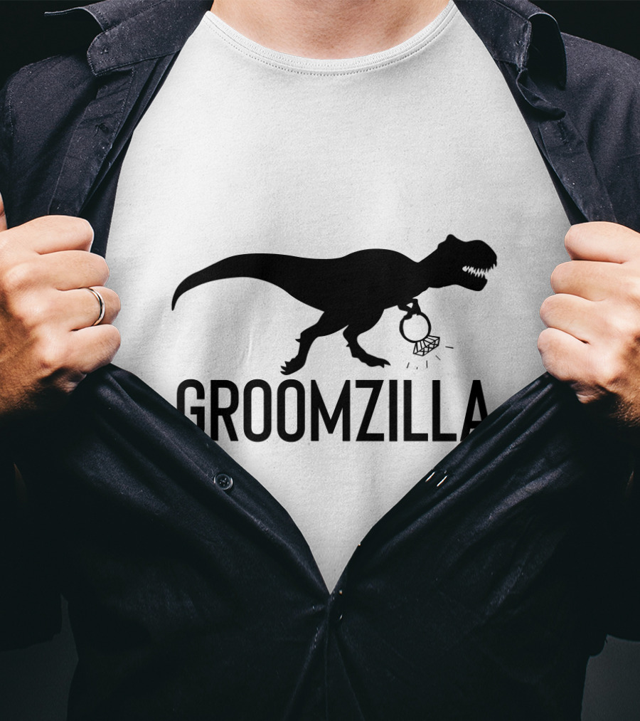 Groomzilla Funny Groom Wedding Dinosaur Ring T-Shirt