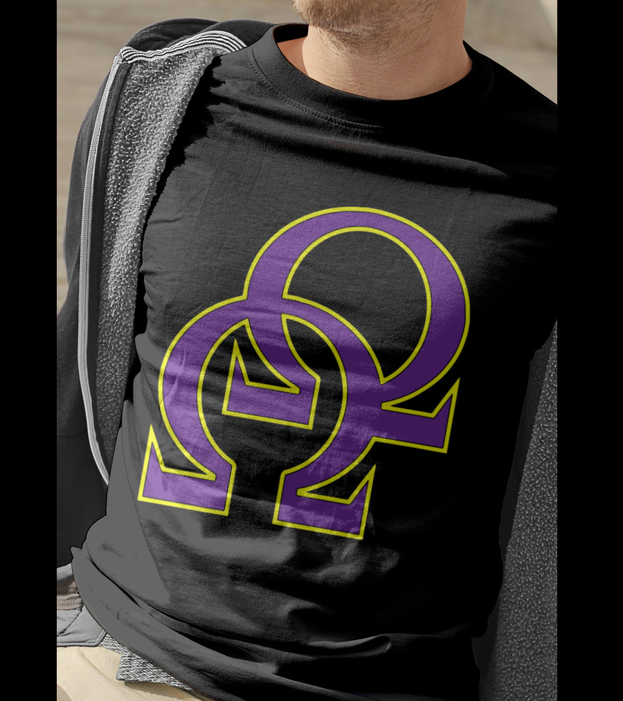 Que Double Omega Purple Gold Psi Phi Greek Fraternity T-Shirt