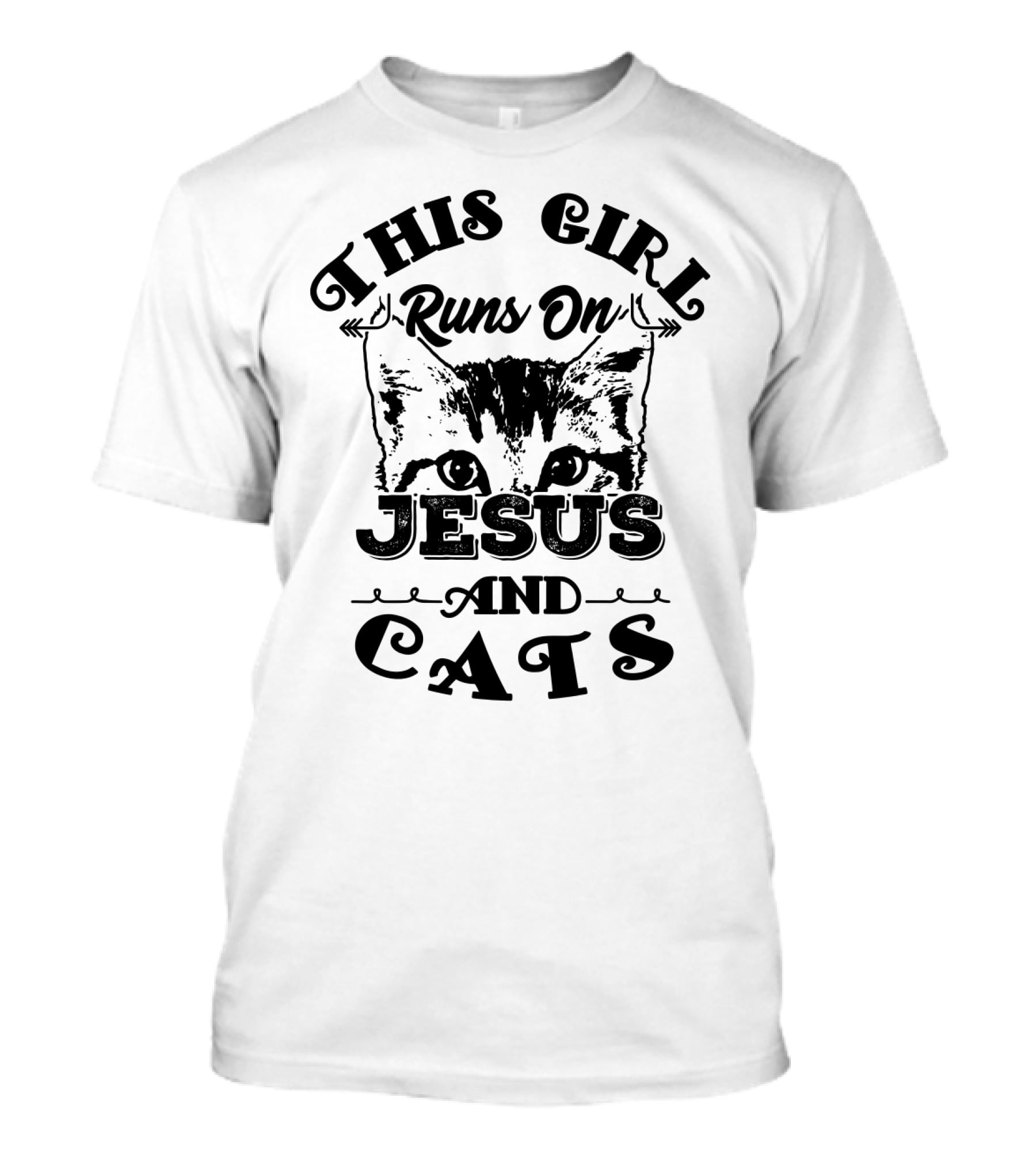 This Girl Runs On Jesus And Cats T-Shirt