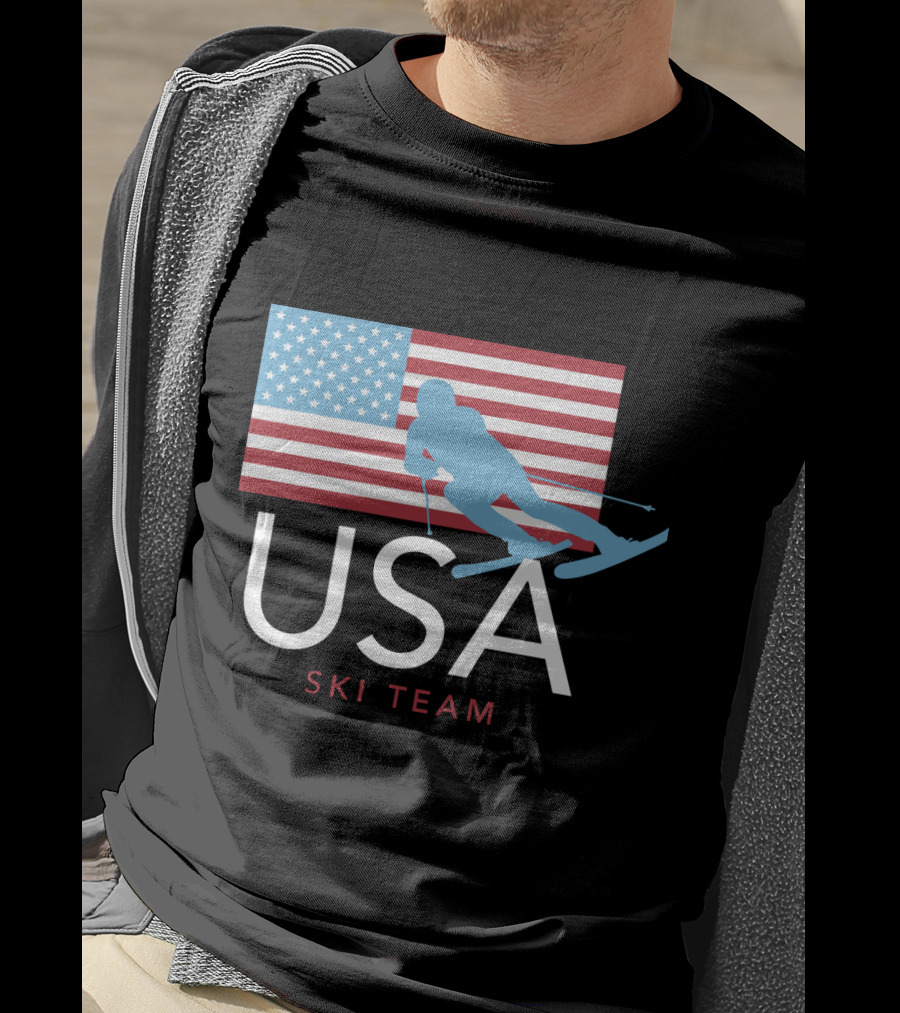 USA Ski Team American Flag Winter Sports Games Skier T-Shirt