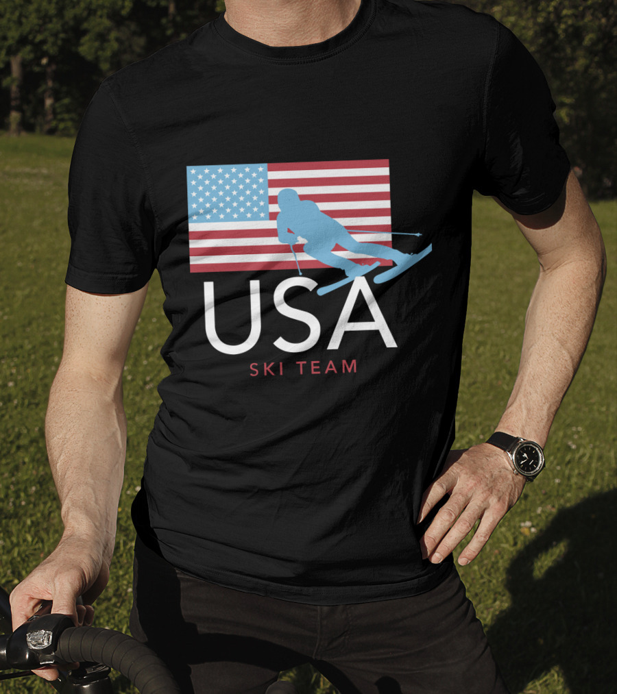 USA Ski Team American Flag Winter Sports Games Skier T-Shirt