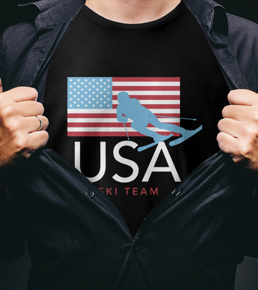USA Ski Team American Flag Winter Sports Games Skier T-Shirt