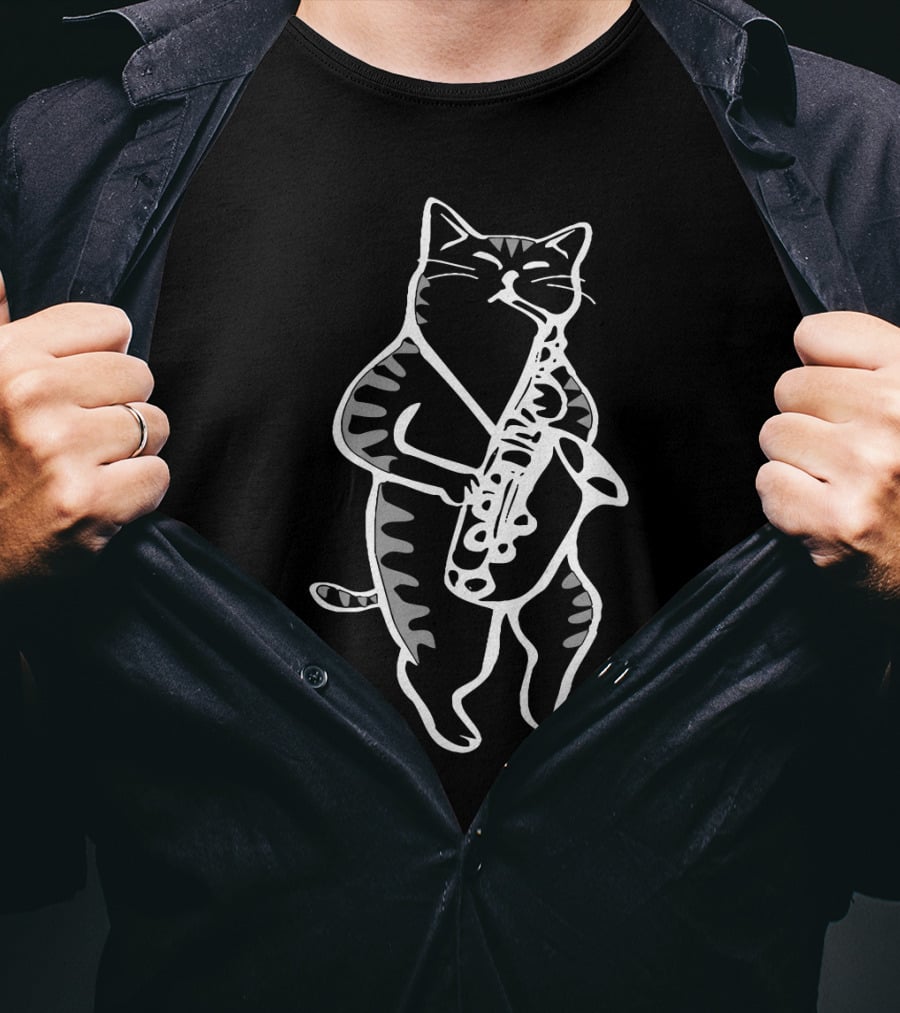 Jazz Saxophone Cat Jazz Day T-Shirt