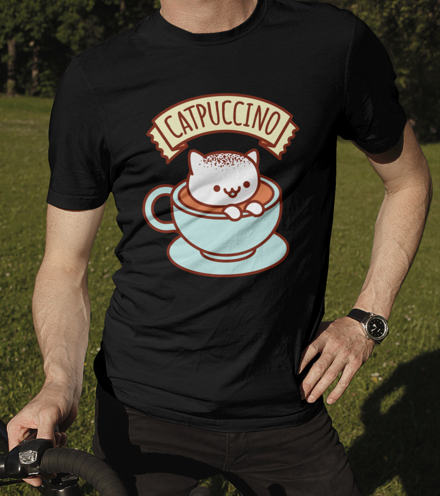 Kawaii Cat CATPUCCINO Cute Cat In Coffee Cup T-Shirt