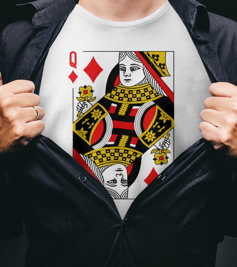 Queen Of Diamonds Poker Card Halloween Group Costume T-Shirt