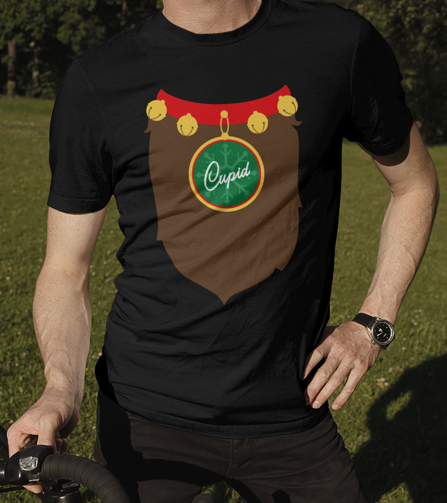 Reindeer Costume Christmas Cupid Santa Bells And Antlers T-Shirt