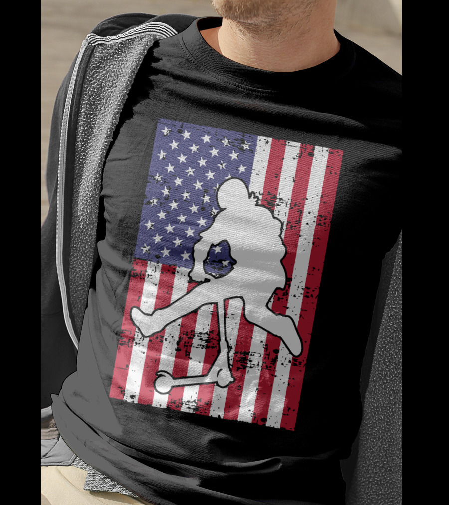 Stunt Scooter Trick With American Flag Background Competition T-Shirt