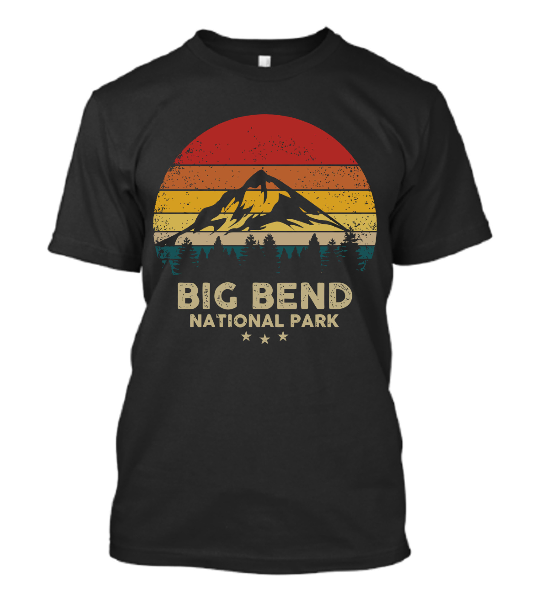 Big Bend National Park Vintage Mountain Sunset Stripes T-Shirt