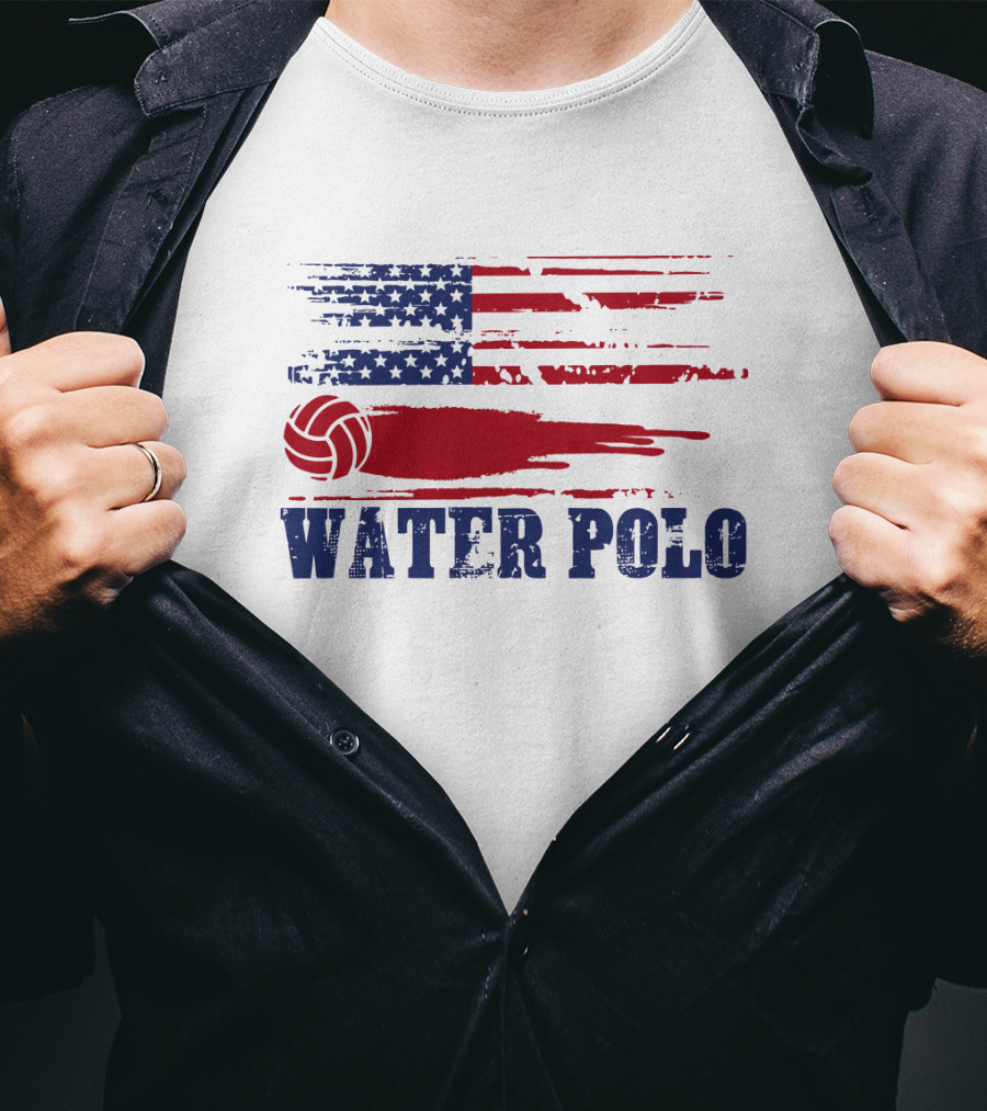 USA Water Polo American Flag Team Spirit Aquatic Sport T-Shirt