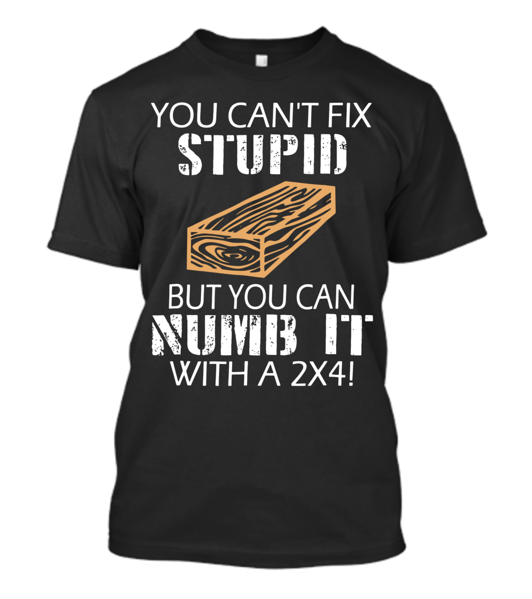 You Can't Fix Stupid But You Can Numb It With A 2x4 Bold Woodblock T-Shirt