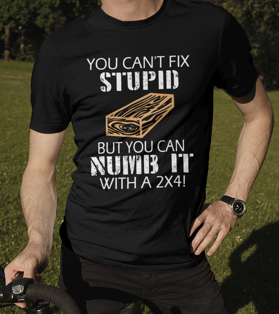 You Can't Fix Stupid But You Can Numb It With A 2x4 Bold Woodblock T-Shirt