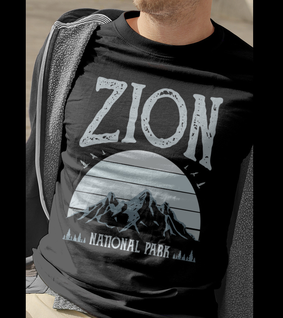 Zion National Park Mountains With Sun And Birds T-Shirt