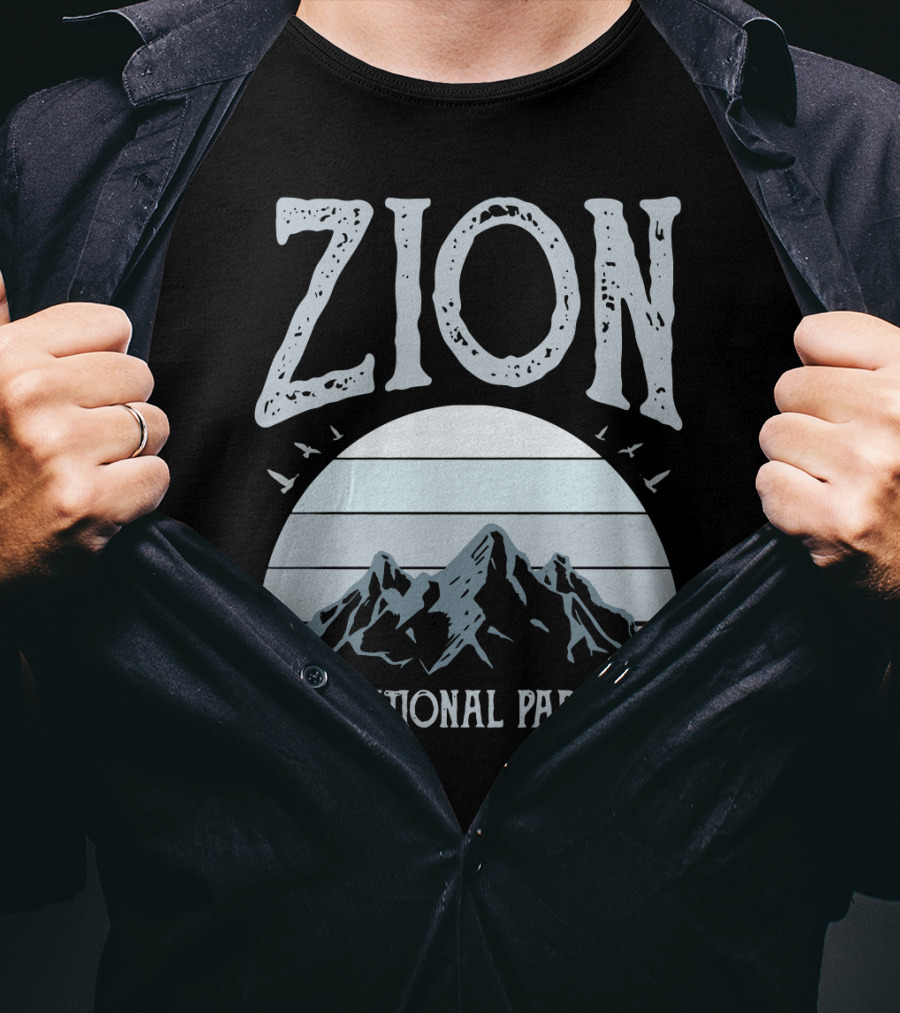 Zion National Park Mountains With Sun And Birds T-Shirt