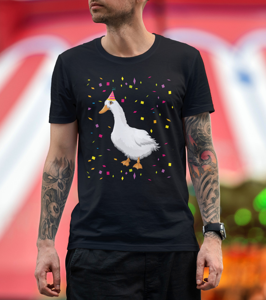 Funny Duck Birthday Party Hat Confetti T-Shirt