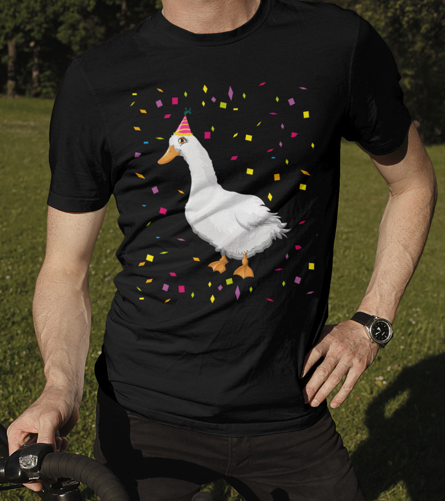 Funny Duck Birthday Party Hat Confetti T-Shirt