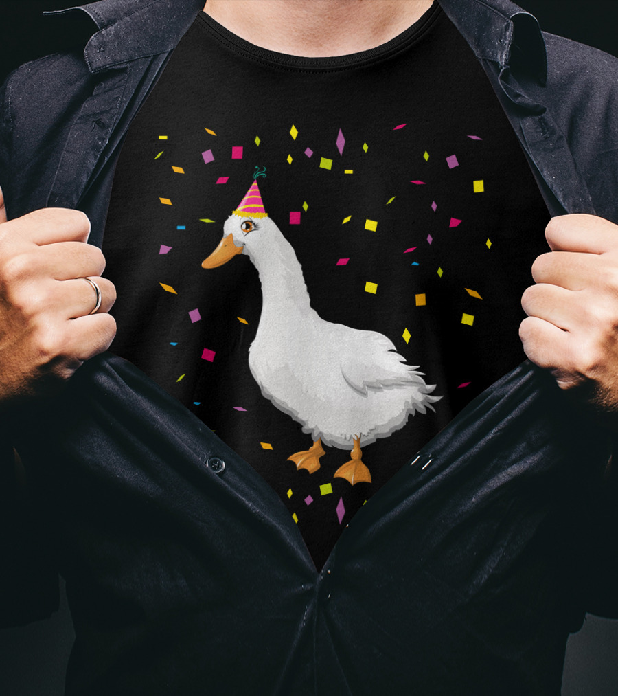 Funny Duck Birthday Party Hat Confetti T-Shirt